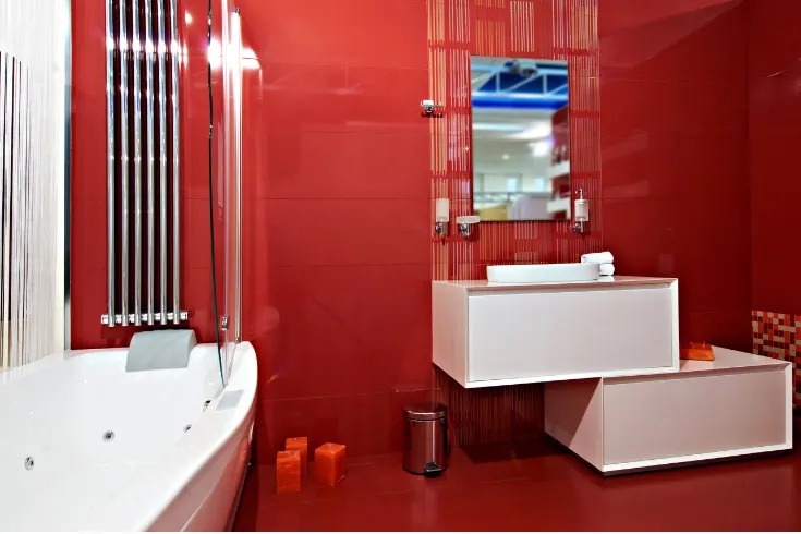 Red bathroom design