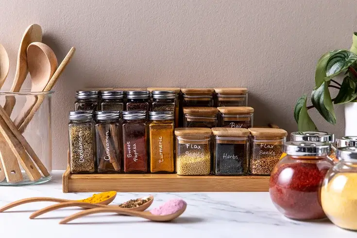 spice rack with jars