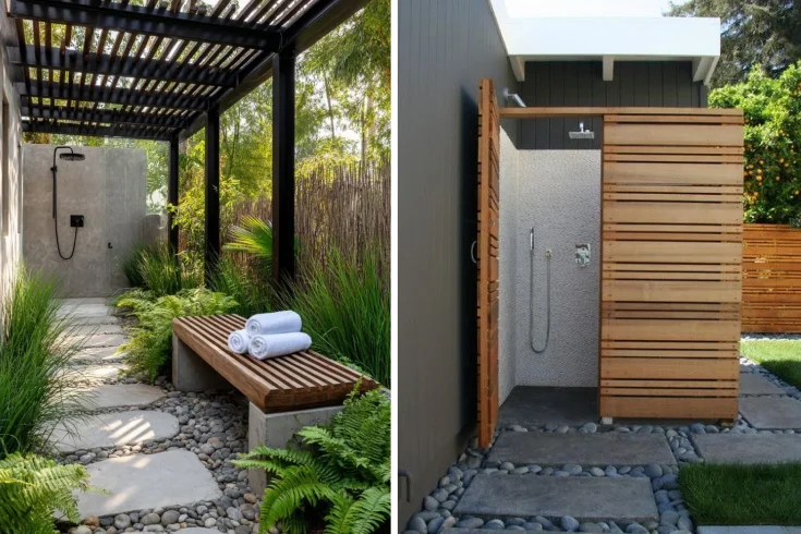 natural stone outdoor shower