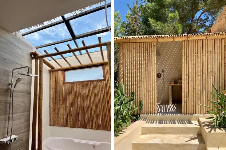 bamboo or wooden shower
