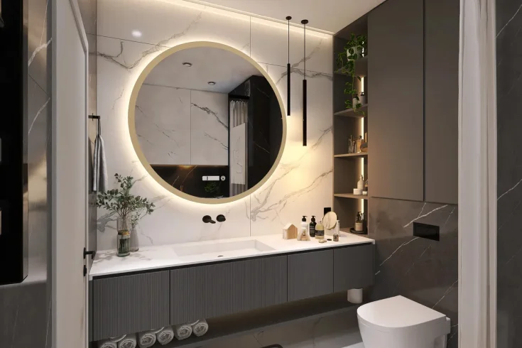 vanity with mirror for bathrooms