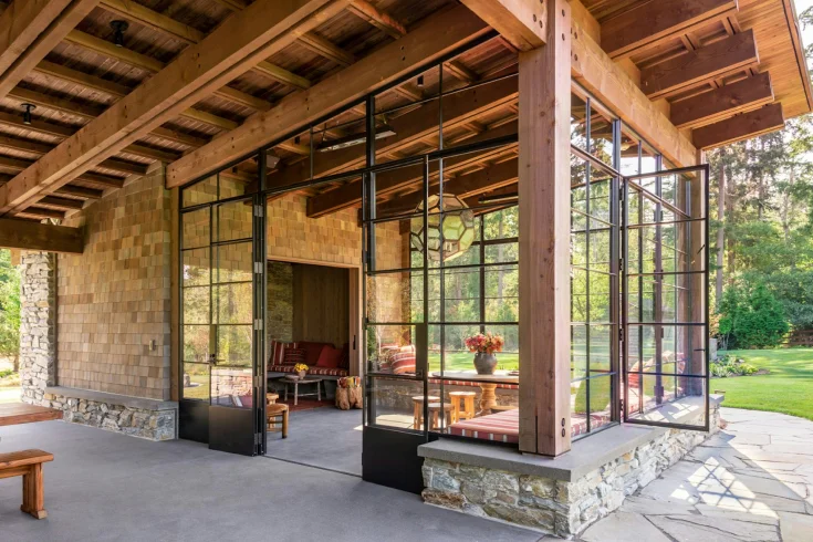 glass and timber patio cover