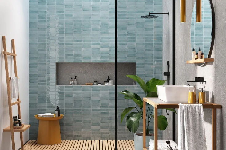 two tone tiles for bathrooms
