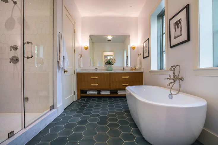hexagon bathroom tiles
