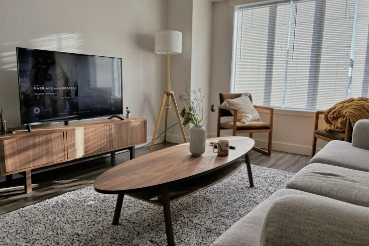 wooden finishes in living room