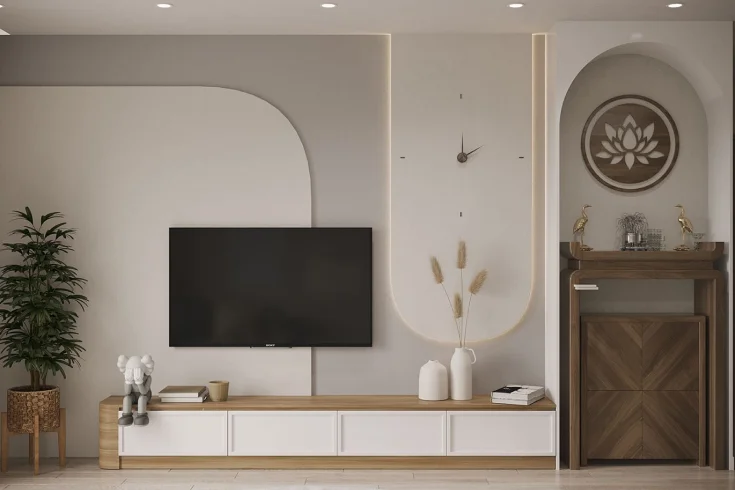 Wall mounted TV i n living room