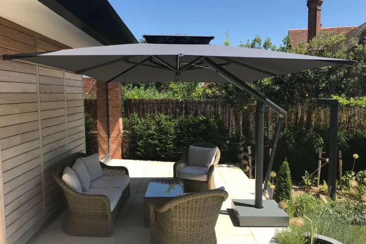 pergola and umbrella pair for patio covering