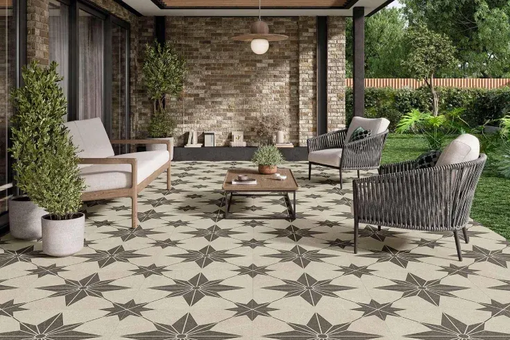 patterned tile flooring for patio