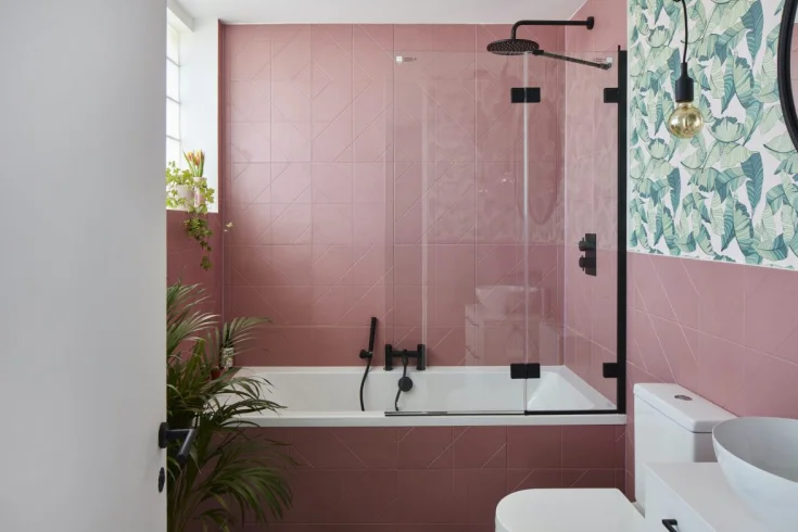 pink tiles for bathrooms