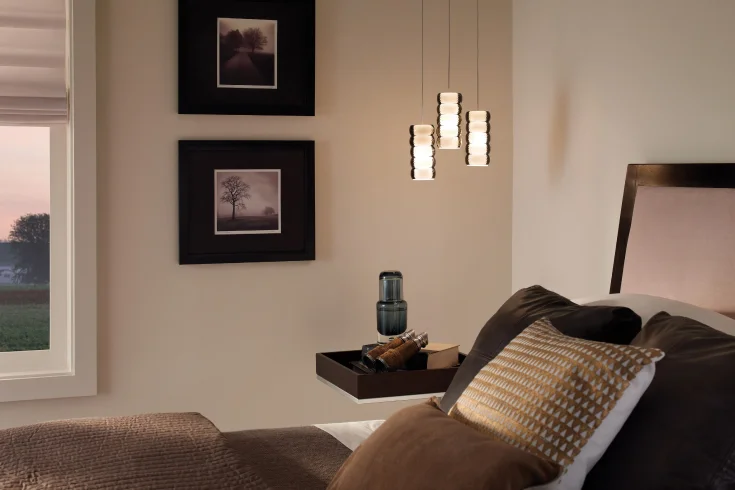 chrome and bronze pendant