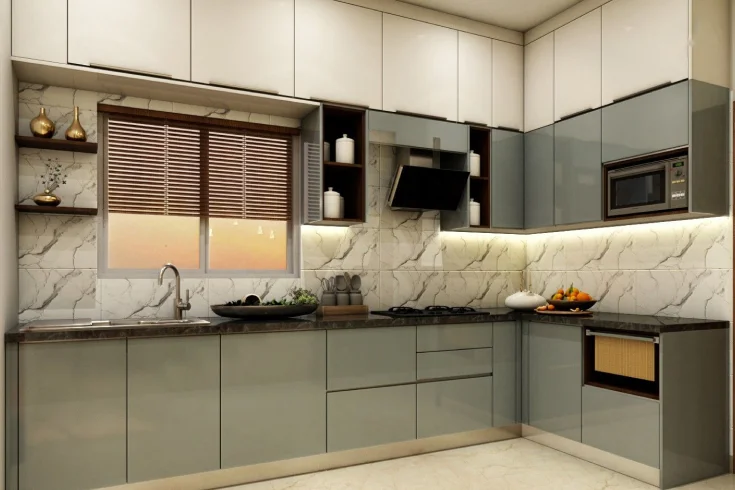 L shaded kitchen layout