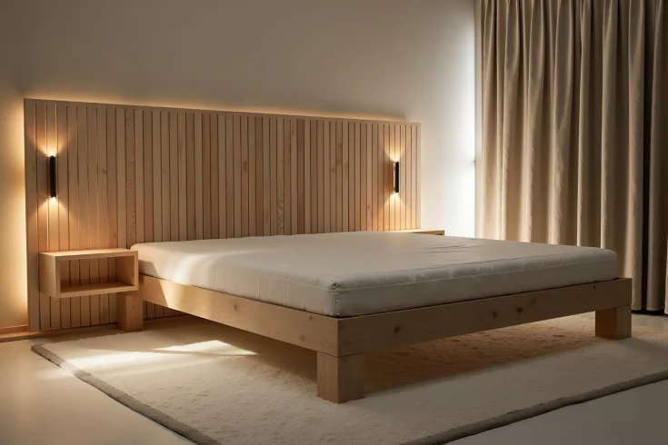 built in headboard lamps