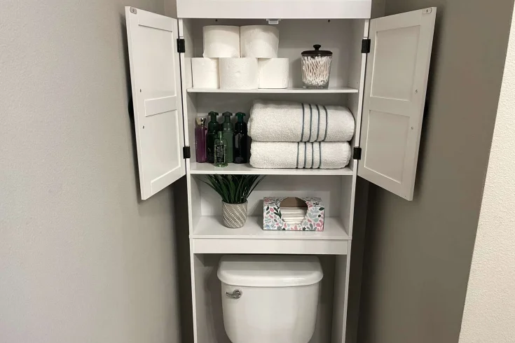over the toilet mini storage closet