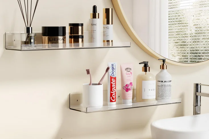 over the toilet acrylic shelf