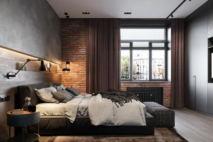 cozy Industrial Bedroom Design