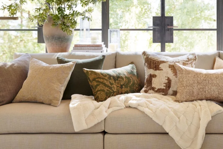 Living room cushions and pillows