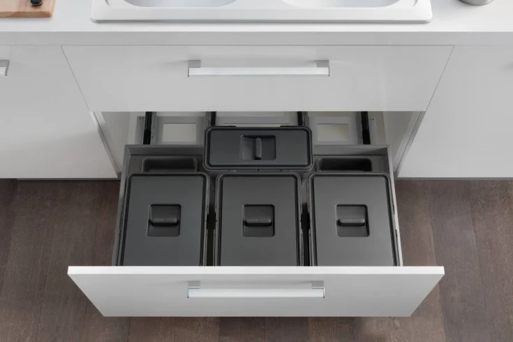 built in kitchen recyling unit