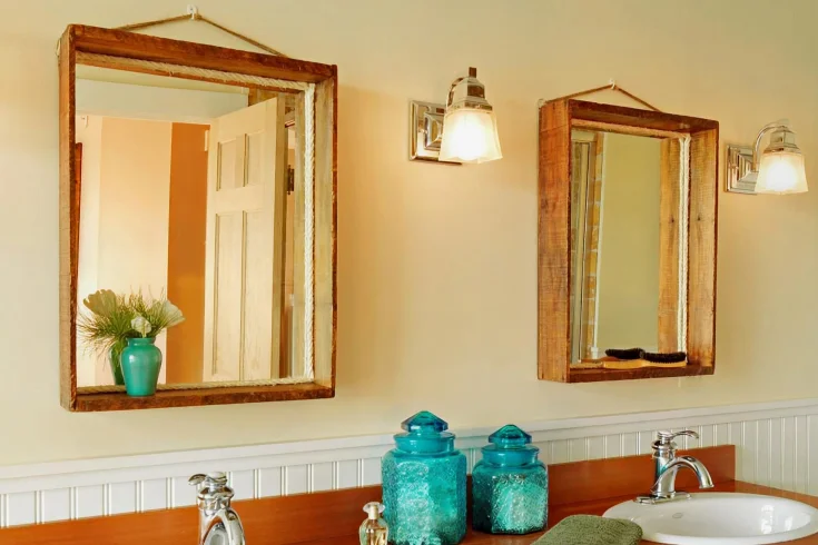 DIY bathroom mirror frame