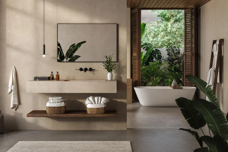Biophilic Mirror Design bathroom