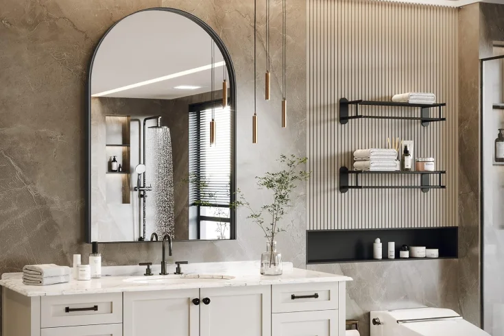 arched mirror for bathroom