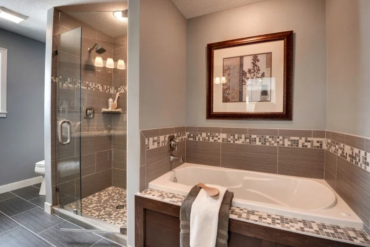 bathroom shower and tub placement