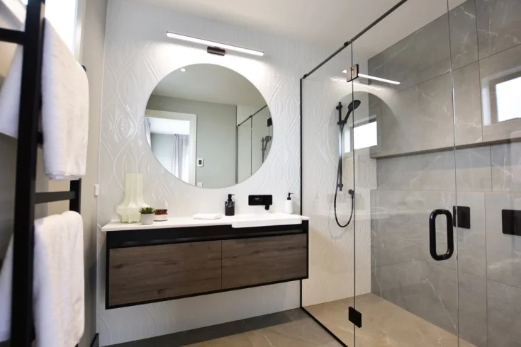 bathroom vanity and mirror