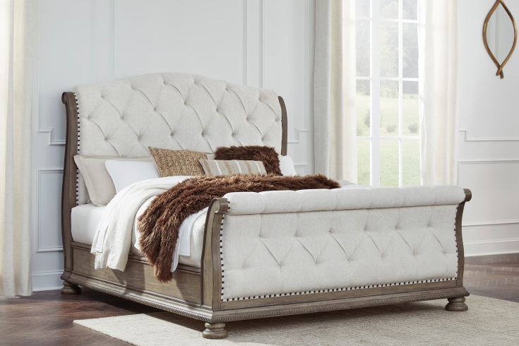 upholstered sleigh bed