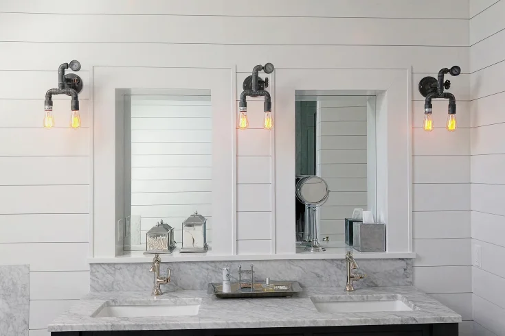 industrial barn lights bathrooms