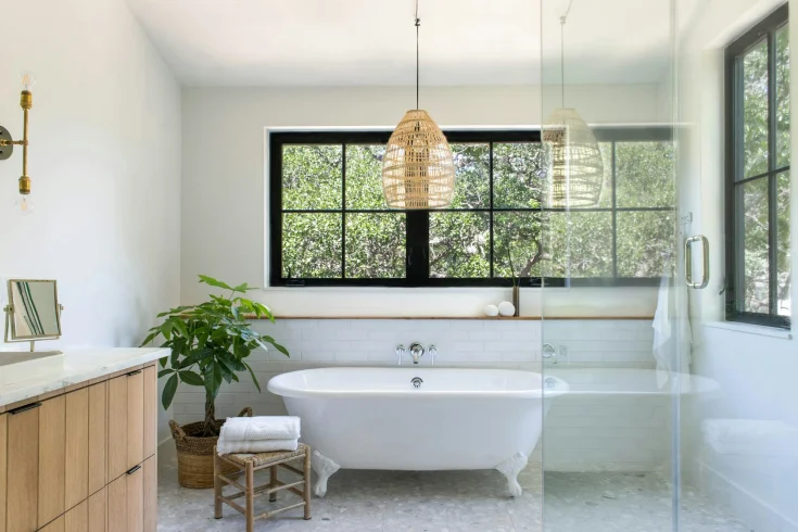rustic woven bathroom pendant