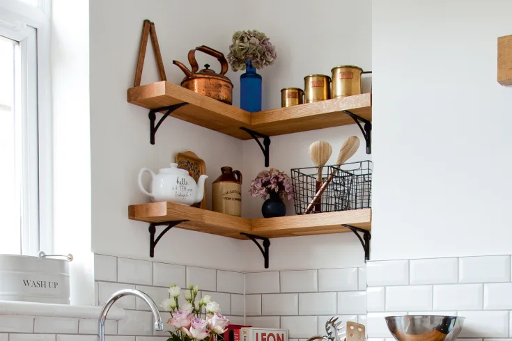 corner shelving for kitchen storage