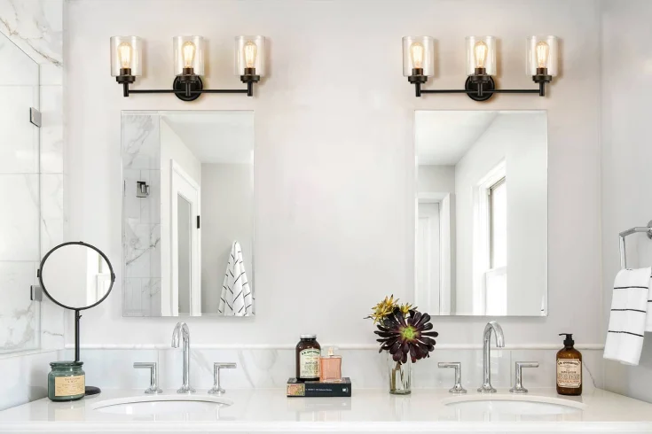 shaded sconces for bathrooms
