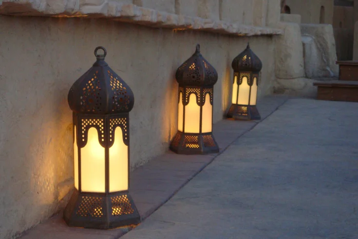 Moroccan pathway lantern outdoors
