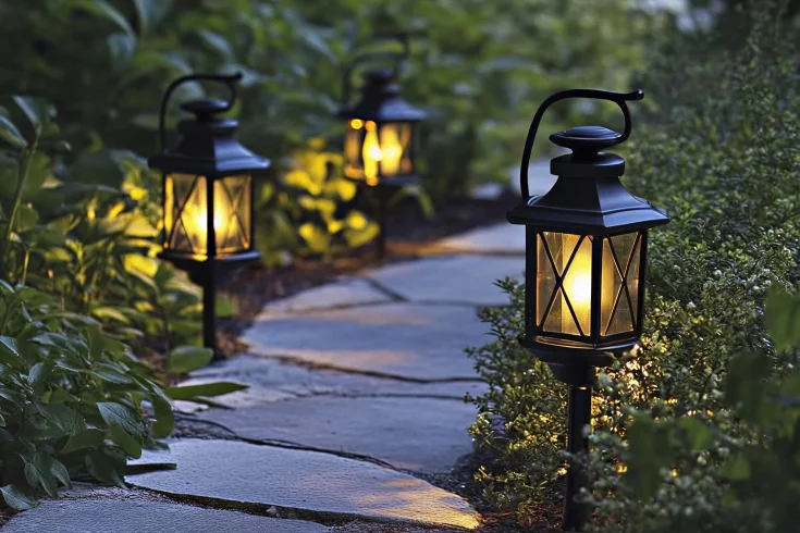 rustic lanterns for pathway