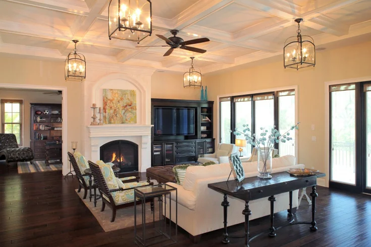 living room fixture light layering