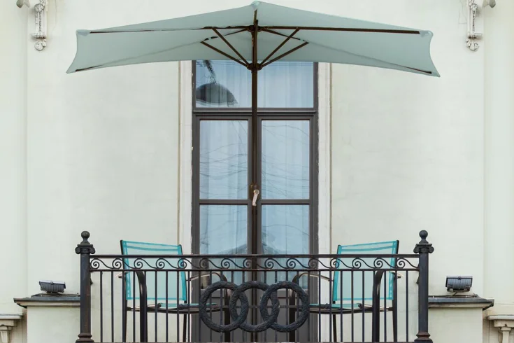 balcony chair and Umbrella setup