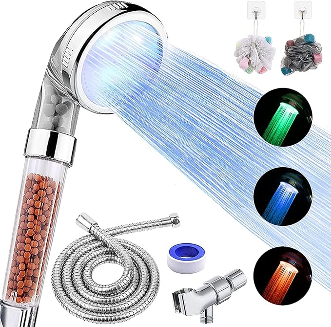 FASTRAS LED Light, Water Saving & Temperature Control Shower Head 